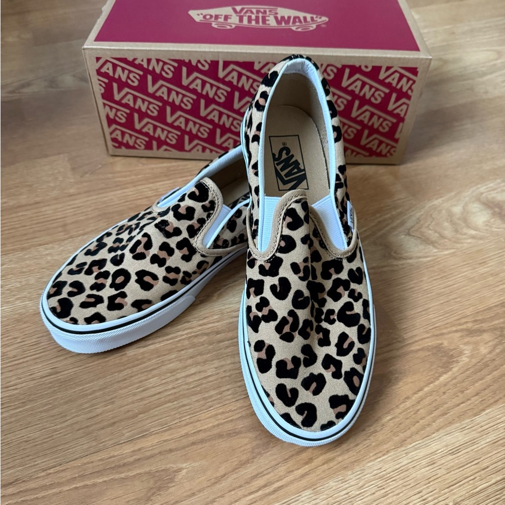 Vans Leopard Print Slip-On Sneakers - Tan, Black